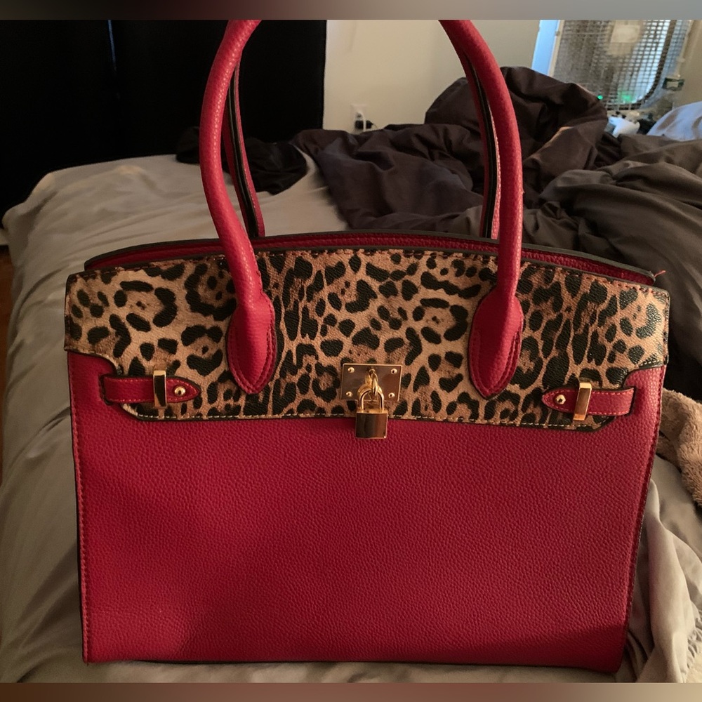 COPY - Red & Cheetah Hermes style type of bag.